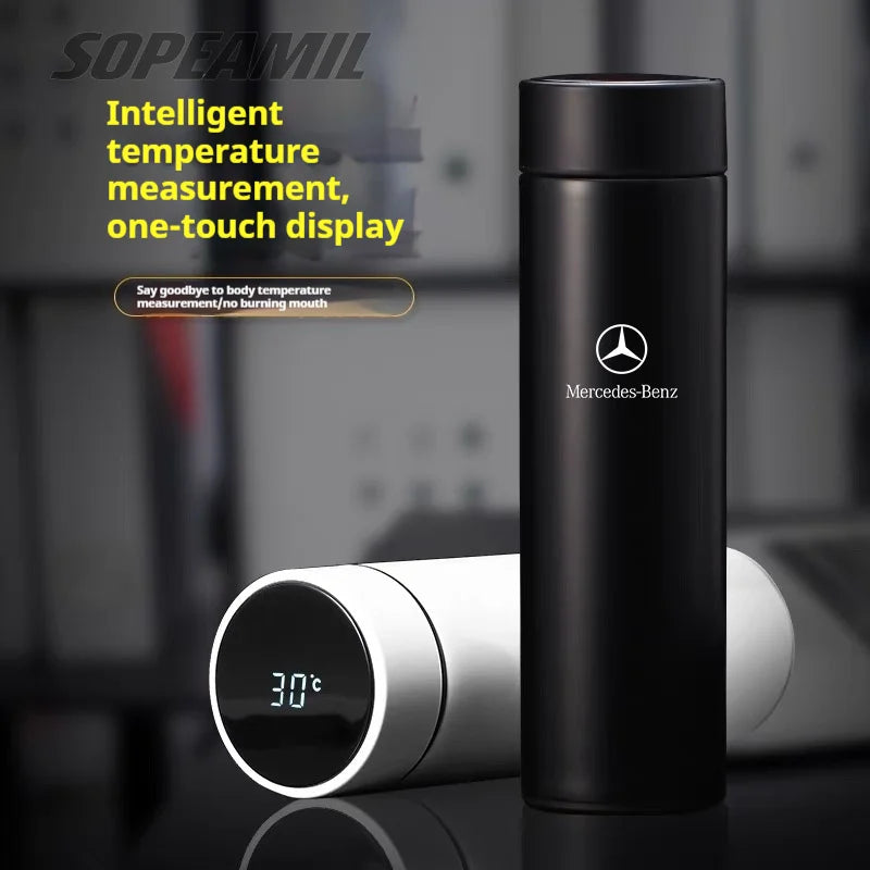 Car Vacuum Cup Thermos Mug Temperature Display Coffee Cup Mercedes-Benz A C E S Class A35 A45 C43 CLA CLS GLA GLC GLK ML SL Vito - LKBA