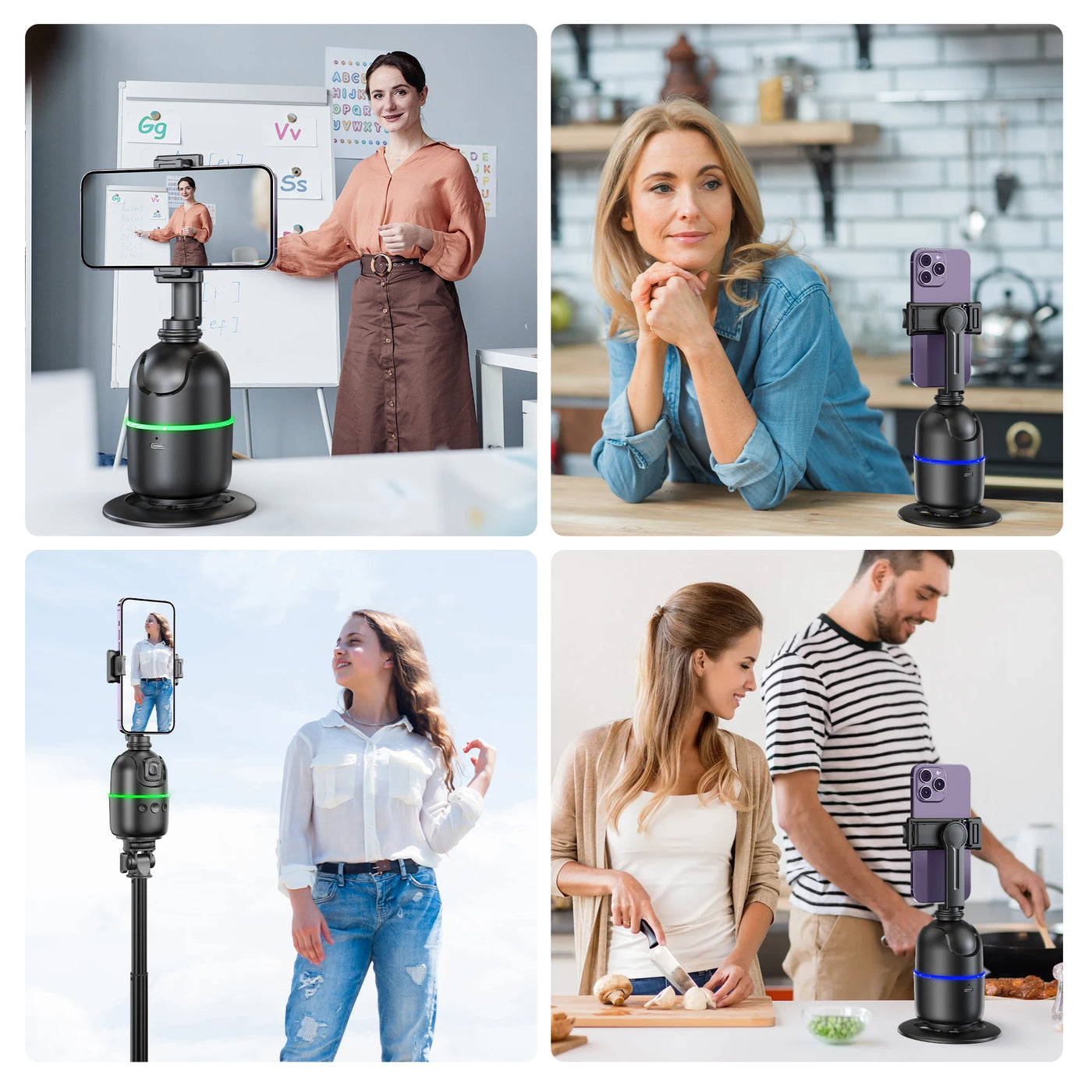 360°Auto Smart Face Tracking AI Gimbal Desktop Cell Phone Holder Tripod for Camera Vlog Live - LKBA