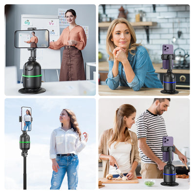 360°Auto Smart Face Tracking AI Gimbal Desktop Cell Phone Holder Tripod for Camera Vlog Live - LKBA