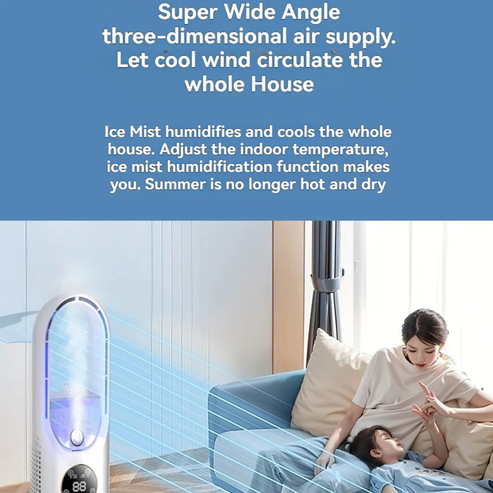 Mini Air Cooler Humidification Cooling USB Silent Timed Air Conditioning Fan Colorful Lights Night Light Led Screen 6 Wind Speed - LKBA