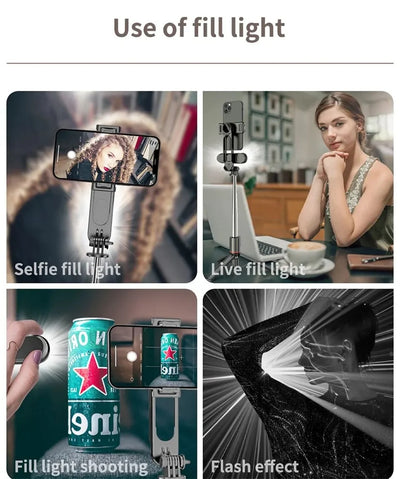 2025 New L15 Wireless Selfie Stick Tripod Stand Foldable Monopod with Led Light for Smart phones - LKBA