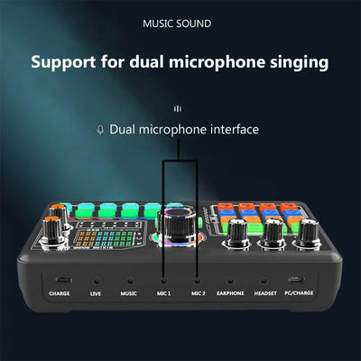Professional Podcast Microphone Soundcard Kit for PC Smartphone Laptop Computer Vlog Recording Live - LKBA