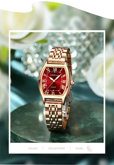 CRRJU Waterproof Women's Square Quartz Dress Watch Ladies Steel Bracelet Wristwatch Relogio Feminin - LKBA