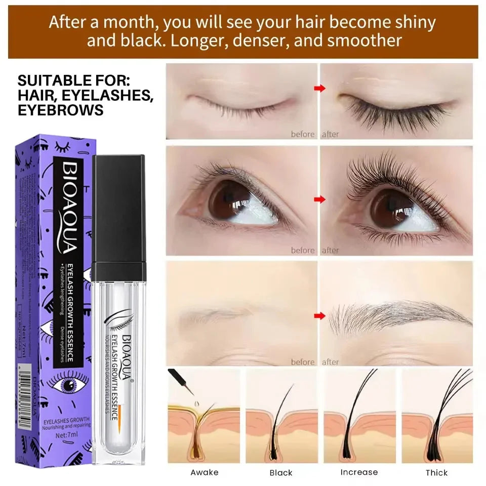 Fast Eyelash Growth Serum 7 Days Natural Eyelash Enhancer Longer Fuller Thicker Curling Lash Treatment Eye Care Products Makeup - LKBA