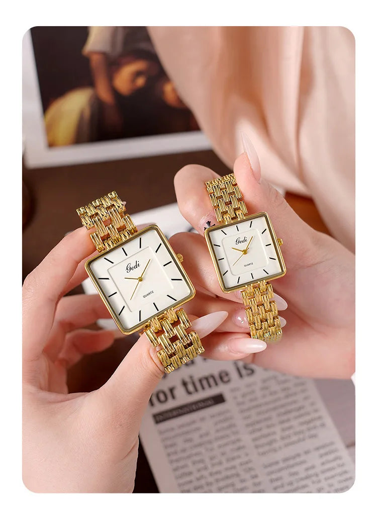Men Watch Business Simple Square Couple Watches Waterproof Stainless Steel Premium Ultra Thin Women Fashion Quartz Wristwatches - LKBA
