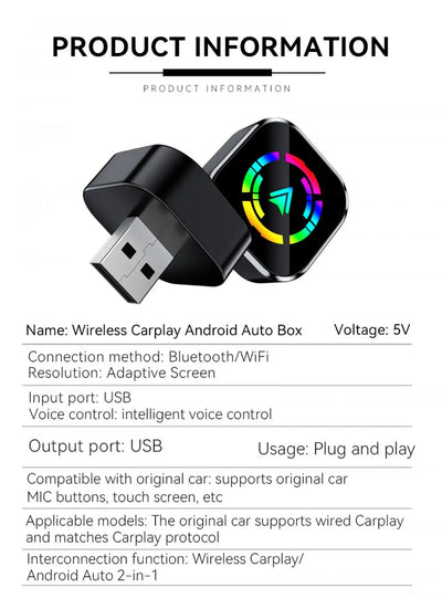 2025 NEW Wireless Carplay Adapter Android Auto 2in 1 Smart Dongle WIFI For iphone Android Phone For Volvo Benz Mg Kia Chery VW - LKBA