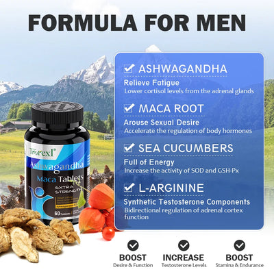 Organic Ashwagandha Pills Men Enhancing Supplement Improve Size Endurance Supports Reproductive Health Natural Energize - LKBA