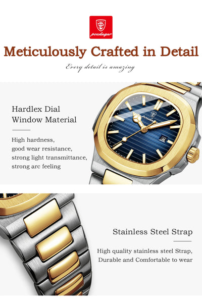 POEDAGAR Luxury Square Watch for Woman Waterproof Luminous Date Ladies Watch Stainless Steel Quartz Women's Watches Female Reloj - LKBA