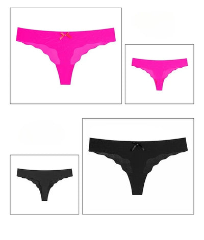 Women's Panties Ice Silk Seamless Low Waist G-String Sexy Breathable Comfortable Thongs Lady Lingerie Shapewear Underwear - LKBA