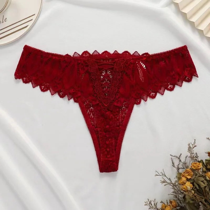 Women's Sexy String Panties Lace Thongs Lingerie Intimates Woman T-back Soft T-panties Designed Tangas Mujer - LKBA