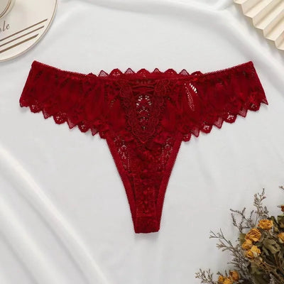 Women's Sexy String Panties Lace Thongs Lingerie Intimates Woman T-back Soft T-panties Designed Tangas Mujer - LKBA