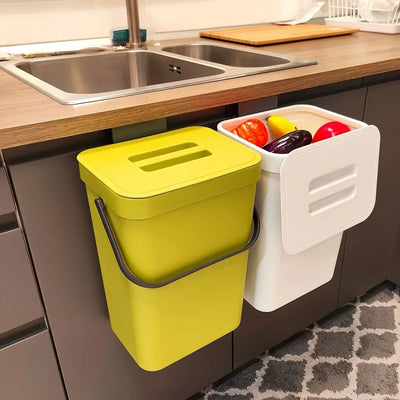 Space-Saving Quiet-Close Trash Can - 3/5L, Eco-Friendly Sealed Bin for Kitchen & Office - LKBA