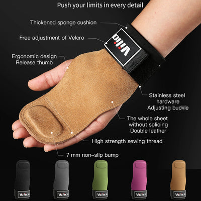 2Pcs Gym Gloves Fitness Hand Palm Protection Equipment Anti Slip Wear-resistant Wrist Protection Hard Pull Grip Strength Gloves - LKBA