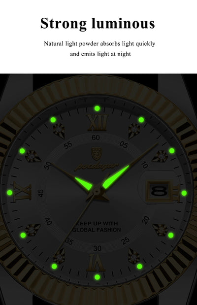 POEDAGAR Luxury Fashion Wristwatch For Men Stainless Steel Date Quartz Man Watch Waterproof Luminous Casual Men's Watches Reloj - LKBA