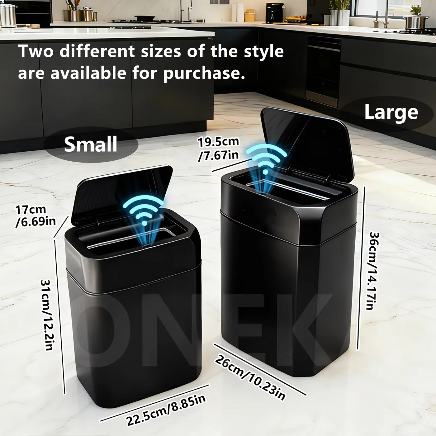TOKA 2Pack Smart Sensor Trash Can with Lid Suitable for Bathroom Kitchen Bedroom Office Living Room - LKBA