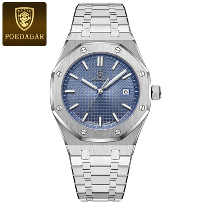 POEDAGAR Luxury Business Man Wristwatch Waterproof Luminous Date Men Watch Stainless Steel Fashion Quartz Watches For Men Reloj - LKBA