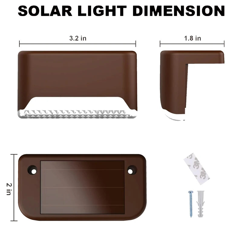 1-24PCS IP65 Waterproof Solar Garden Light Outdoor LED Solar Power Deck Lamps for Railing Stairs Step Fence Yard Patio Pathway - LKBA