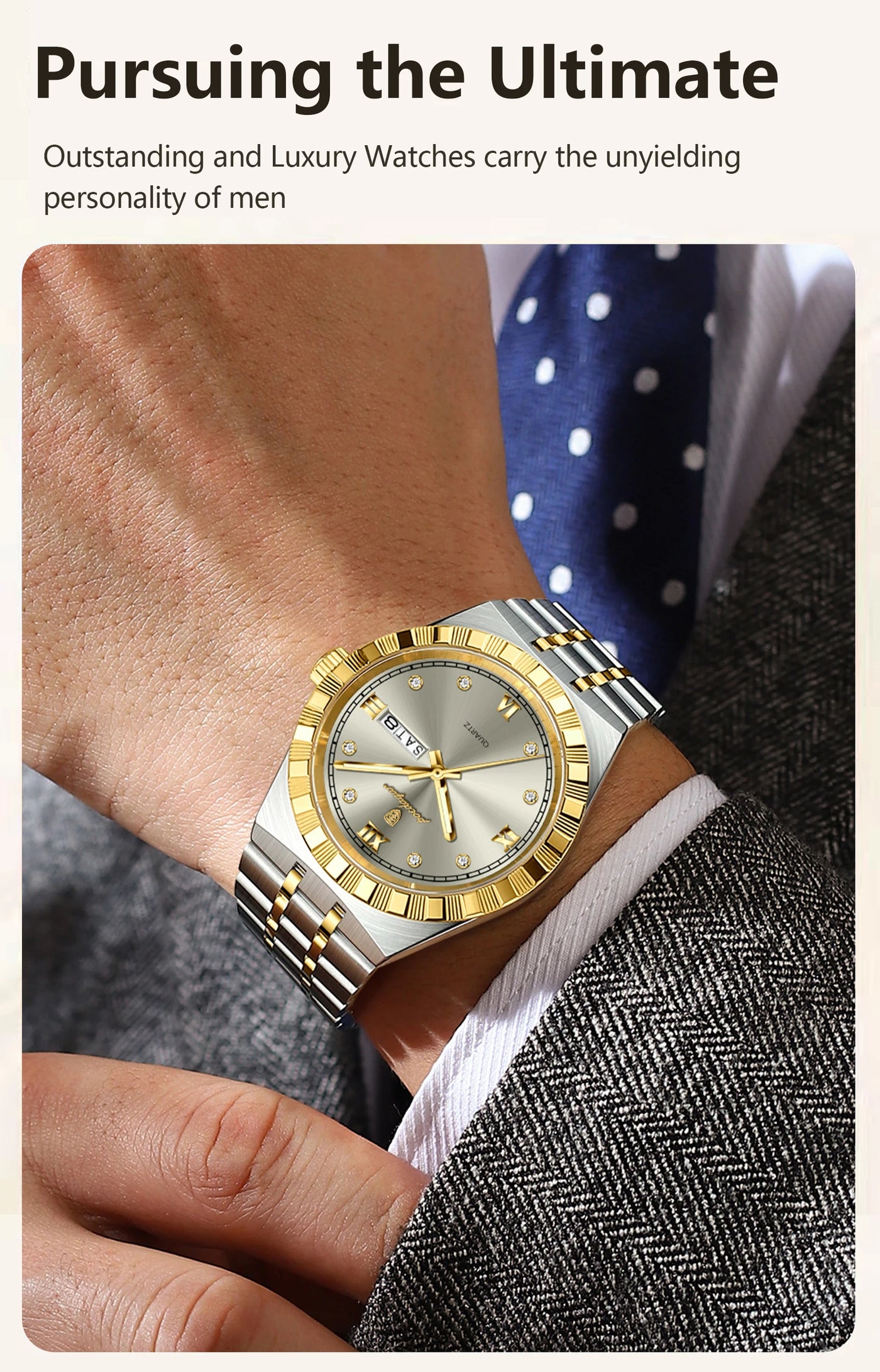 POEDAGAR Original Military Man Wristwatch Quartz Week Date Watch For Men Waterproof Luminous Stainless Steel Men's Watches Reloj - LKBA