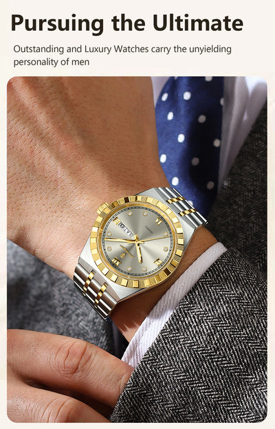 POEDAGAR Original Military Man Wristwatch Quartz Week Date Watch For Men Waterproof Luminous Stainless Steel Men's Watches Reloj - LKBA