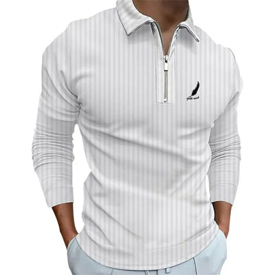 Sportswear Business Casual Men's Polo Shirt Long Sleeve Party Outdoor Office Fall & Winter Print Turndown Zipper Polyester - LKBA