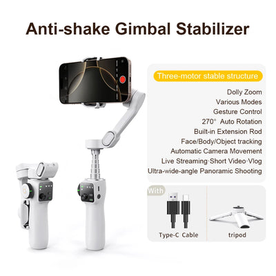 Handheld Anti-shake Gimbal Stabilizer Travel Extended Selfie Stick Face Tracking Phone Stand - LKBA