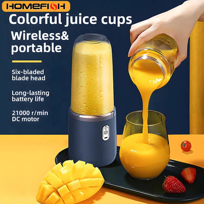 Portable Juicer Blender 400ml Electric Fruit Juicer USB Charging Lemon Orange Fruit Juicing Cup Smoothie Blender Machine 2cups - LKBA