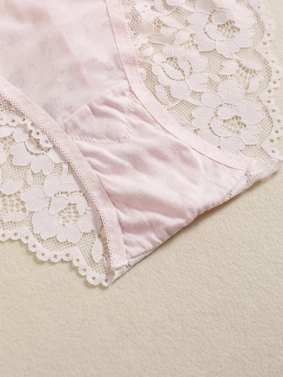 1 Set Elegant Lace Embroidery Breathable Fabric Lingerie Set Push-Up Bra Drop Waist Sheer Panty - Ultimate Valentine's Day - LKBA