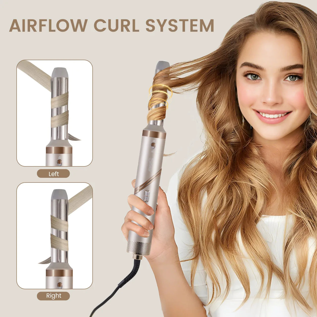5 in 1 38000 RPM High-Speed Hair Dryer Brush Hair Styler Auto-Wrap Curlers Blow Dryer Fast Drying Multi Hot Air Brush - LKBA