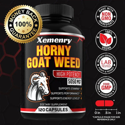 Men's Horny Goat Weed Capsules 5050 mg Formula Contains Black Pepper Extract - LKBA
