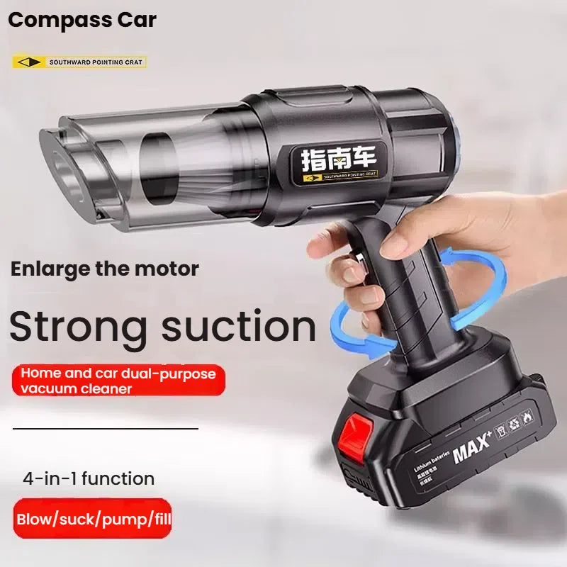 Car Vacuum Cleaner: Wireless Charging, High Suction Power, Dual-Use for Car and Home, Compact Handheld Mini Size for In-Car Use - LKBA