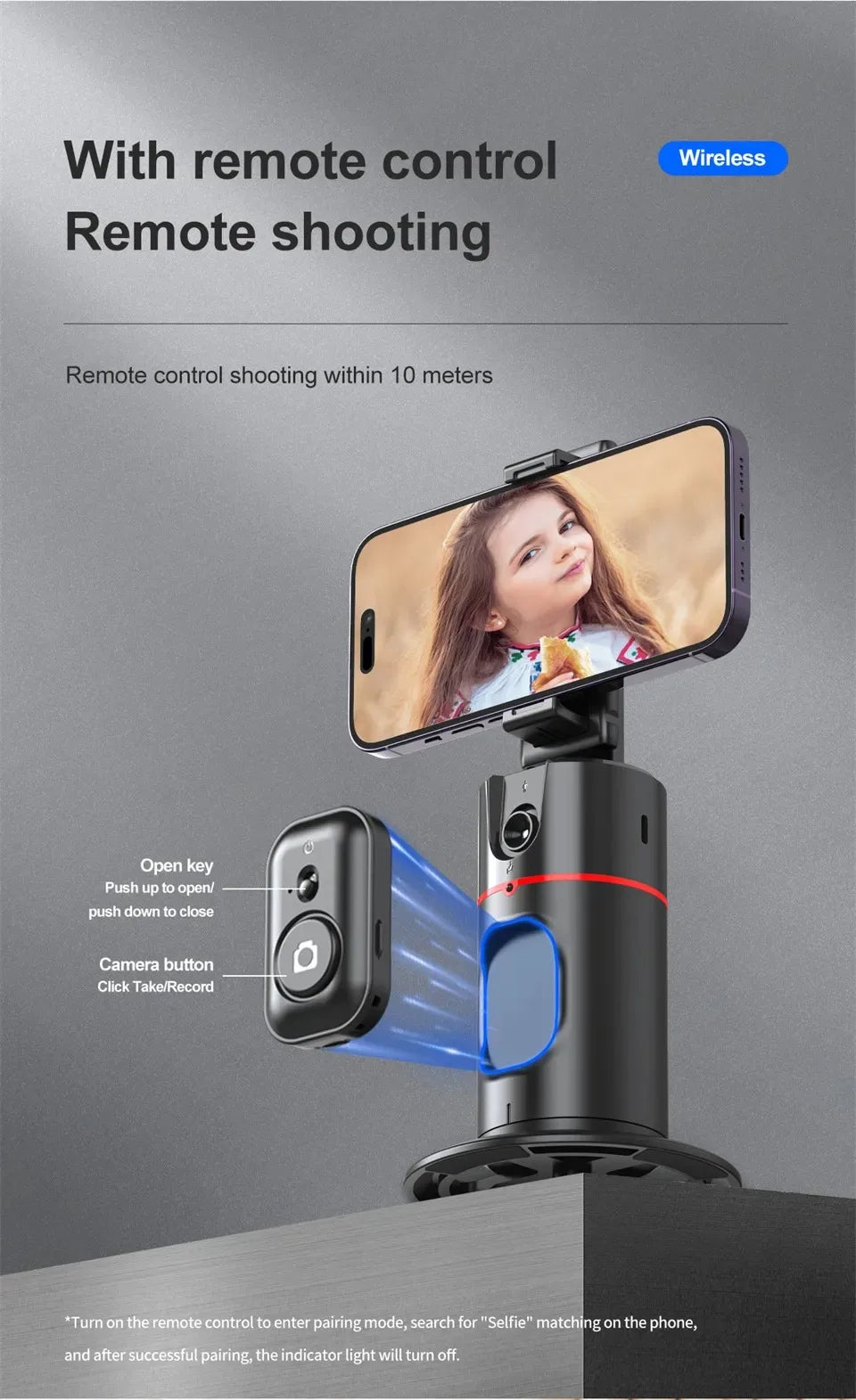 Auto Face Tracking Tripod 360°Rotation, No App, Smart Shooting Phone Holder for Live Video - LKBA