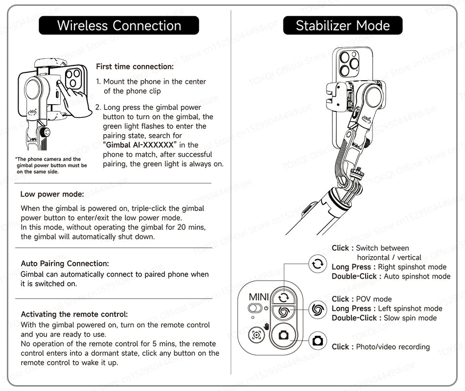 C22 AI Face Tracking Handheld Gimbal Stabilizer 360° Rotation Shoot Selfie Stick Tripod