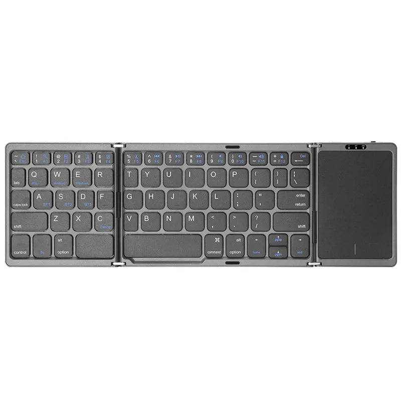 Bluetooth 5.1 Keyboard 3-Folding Mini Keyboard Rechargeable Foldable Keyboard with Touchpad - LKBA