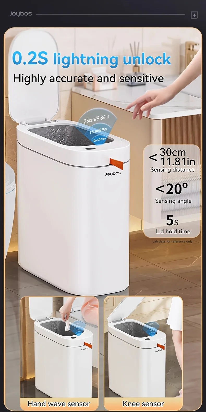 Smart Sensor Trash Can JOYBOS Rechargeable Auto Adsorption Bag Garbage Can For Toilet Living Room Kitchen Household Items - LKBA