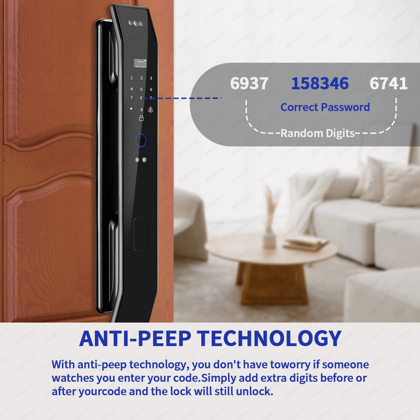 Tuya 3D Face Real-time Intercom Digital Electronic Door Lock Security Camera Intelligent Fingerprint smart lock for home - LKBA