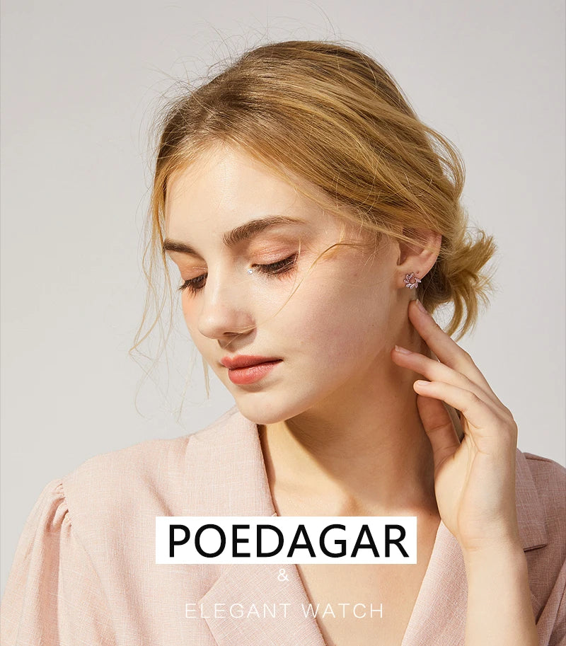 POEDAGAR Watch Women New Fashion Luxury Stainless Steel Wristwatch Bracelet Simple Rose Gold Waterproof Luminous Ladies Watches - LKBA