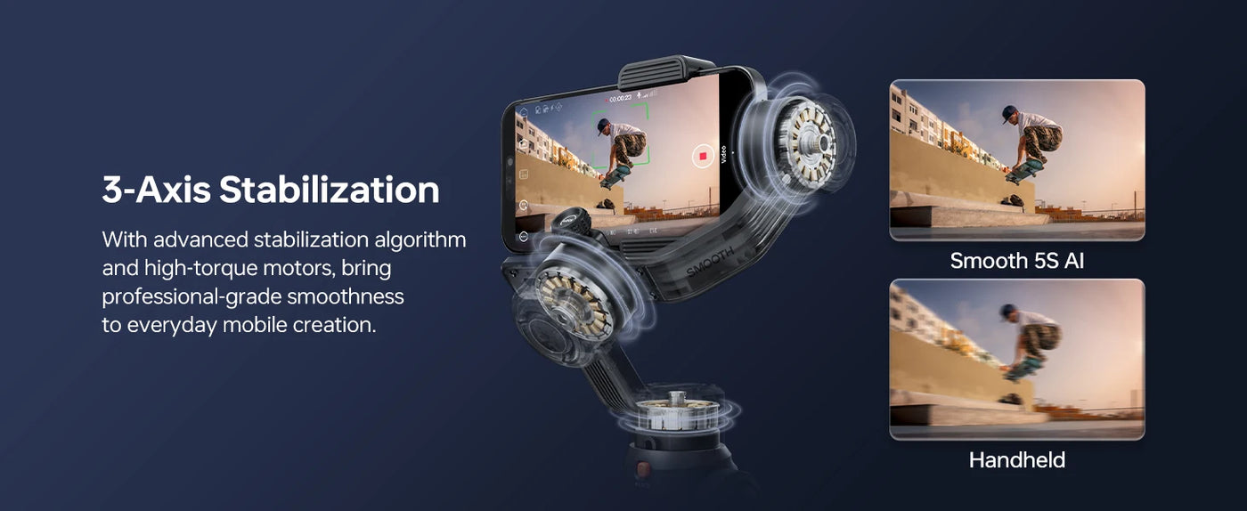 SMOOTH 5S AI Tracking Handheld Stabilizer 3-Axis Smartphone Gimbal Outdoor Gimbals - LKBA