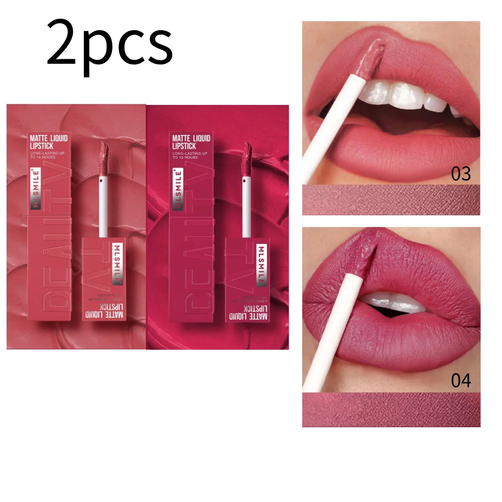 6 Color Non-stick cup Velvet Satin Gloss Lip Glaze Mist Liquid matte lipstick Waterproof long-lasting - LKBA