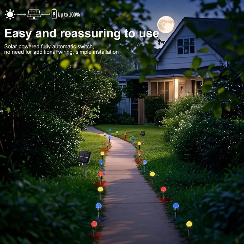 30 LED Solar Bubble Ball Lawn Lights Waterproof Solar Pathway String Light for Outdoor Garden Patios Trail Lighting Decoration - LKBA