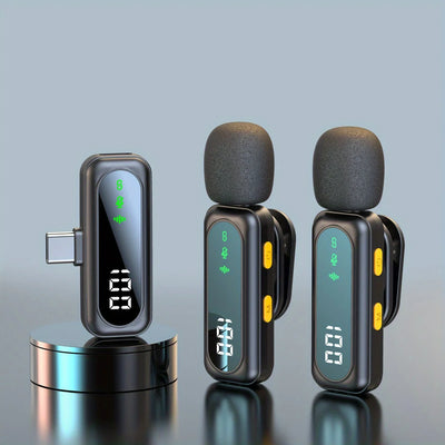 Professional Wireless Lavalier Microphone System with Intelligent Noise Cancellation for Vlog, Interviews - LKBA