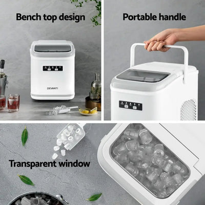 Maker Machine, Portable Ice Machine, 6-Min Quick Ice, Self Cleaning, 1.3L Water Tank, Ideal for Home, Office & Camping - LKBA