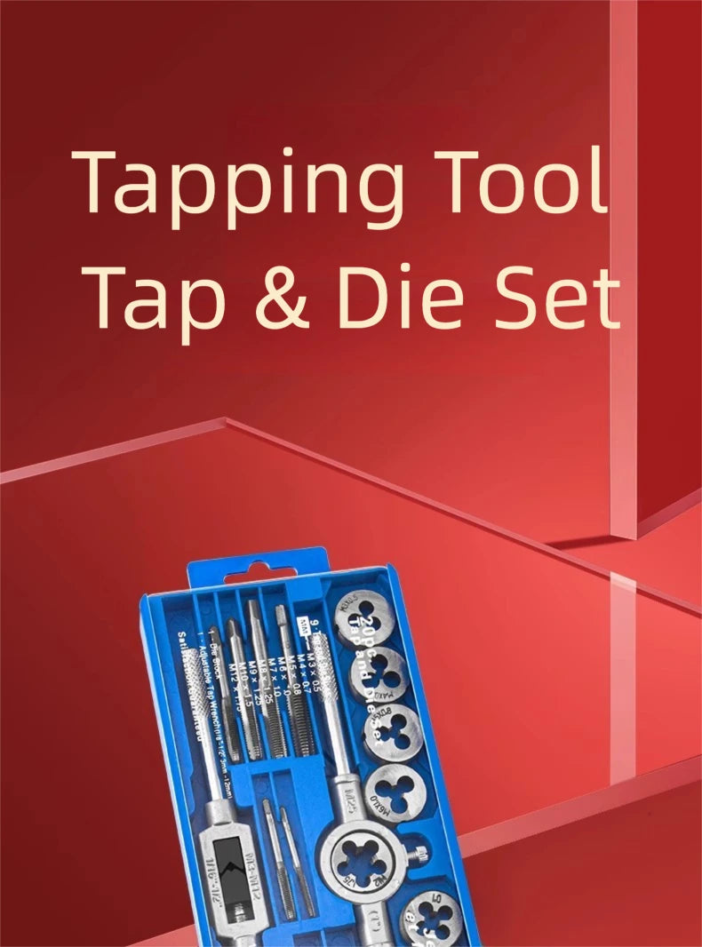 Hand Tap and Die Set with Handle for Thread Repair Rethreading Screws Combination Tool Kit Manual Socket Wrench Thread Repair - LKBA