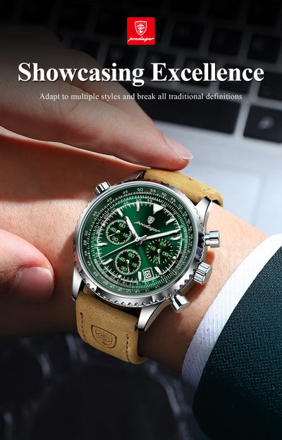 POEDAGAR Luxury Man Watch Quartz Waterproof Luminous Date Chronograph Leather Men Wristwatch Military Sports Men's Watches Reloj - LKBA