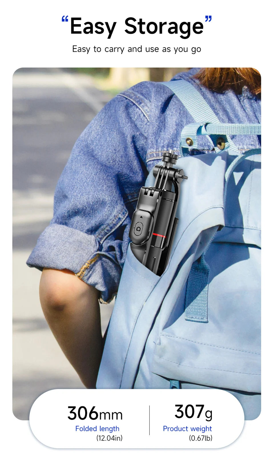 Selfie Stick Tripod with 1708mm Long Monopod Fill Light, Bluetooth Remote, 360° Rotation - LKBA