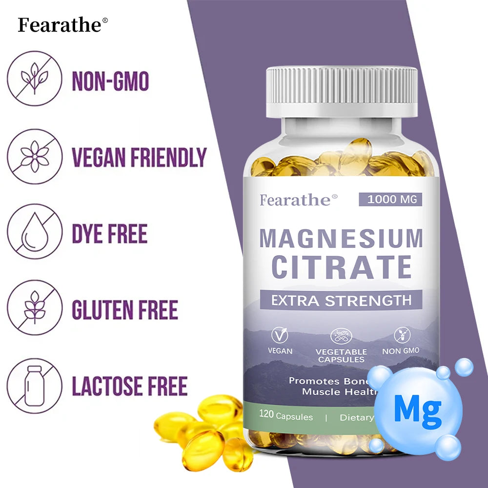 Magnesium Citrate - Supplement for Bone, Sleep, Heart Health, Nerve, Muscle & Metabolism,Easily Absorbed,Non-GMO - LKBA