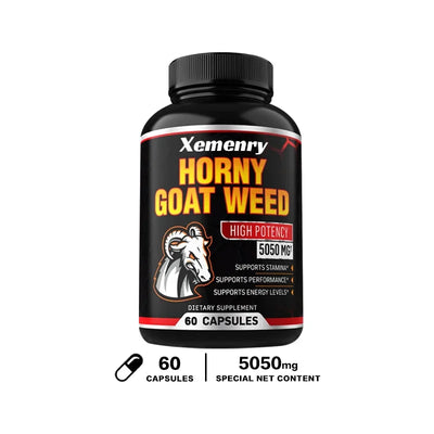 Men's Horny Goat Weed Capsules 5050 mg Formula Contains Black Pepper Extract - LKBA