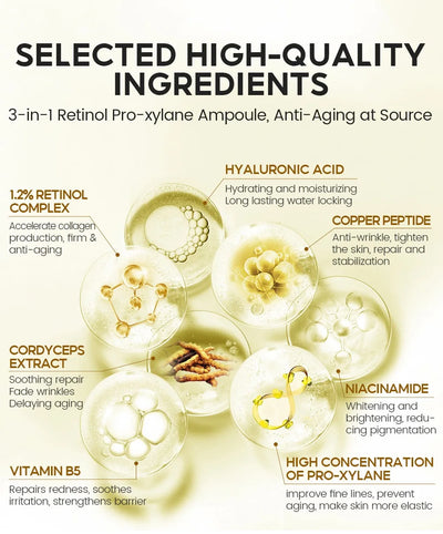 Retinol + Pro-xylane Ampoule serum  Repairs Strengthens The Skin And Diminishes Fine Lines Face Beauty Skin Care 15pcs - LKBA