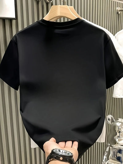 Plus Size Men's Calvin Style T-Shirt White Cotton Short Sleeve with Gold K Print Fashion Casual Tee Big and Tall Clothing - LKBA