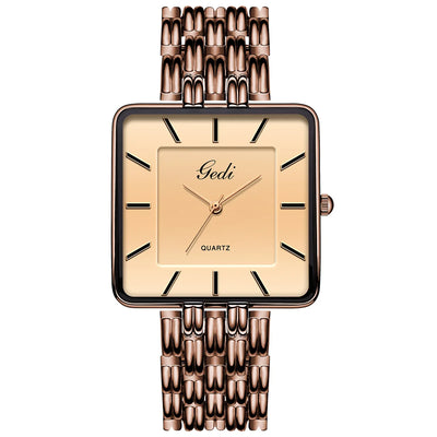 Men Watch Business Simple Square Couple Watches Waterproof Stainless Steel Premium Ultra Thin Women Fashion Quartz Wristwatches - LKBA