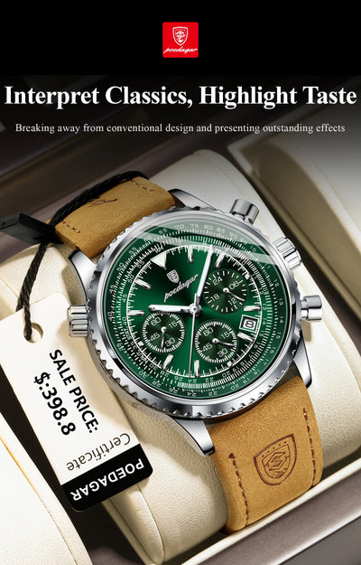 POEDAGAR Luxury Man Watch Quartz Waterproof Luminous Date Chronograph Leather Men Wristwatch Military Sports Men's Watches Reloj - LKBA